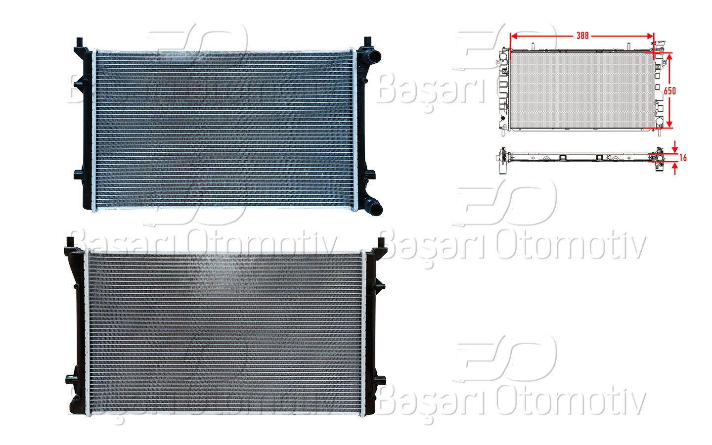 SU RADYATORU BRAZING MT 388X650X22 MM | VW GOLF5 1.6FSI 04> | WISCO