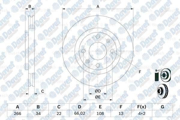 FREN DISKI ON HAVALI 266mm BERLINGO II P206 PARTNER II 1.6 1.9D 1.6HDI DW8 P1007 P206 P307 P207 P208 P301 C ELYSEE P2008 C2 C3 I II III DS3 C4 II DS4 C3 PICASSO C3 PLURIEL XSARA PICASSO C5 I II 1.8 16V