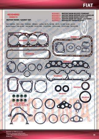 MOTOR TAKIM CONTA FULL KECELI SUBAP LASTIKLI SLX TEMPRA TIPO 1.80MM