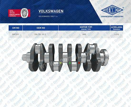 KRANK MILI VW GOLF 1.4 AKQ AHW ALD AKK AUL AKD