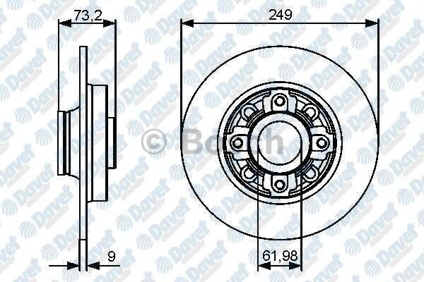 FREN DISKI ARKA RULMANLI 249mm C4 P308 07> DS4 11>