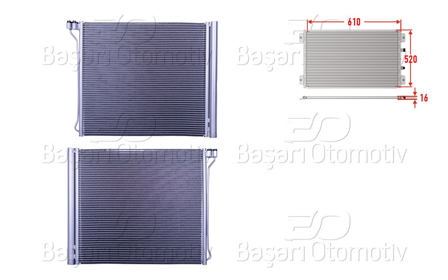 KLIMA RADYATORU 610X520X16 | BMW X5. E70. XDRIVE F15. M F85. X6 E71. E72. F16. M F86 09-19 4.4I 32V 3.0DI | WISCO