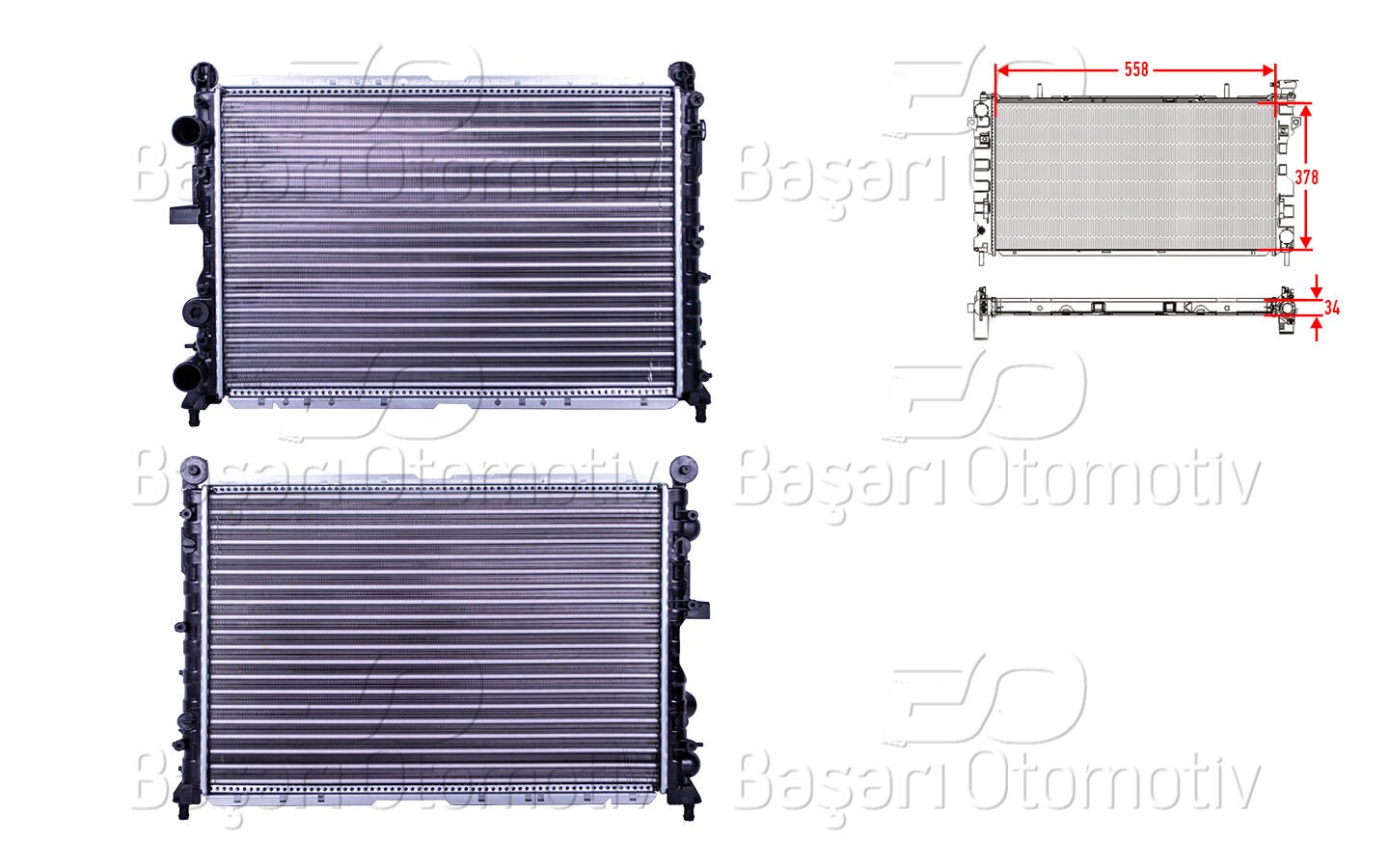 SU RADYATORU MEKANIK MT 558X378X34 | ALFA ROMEO 145 146 155 FIAT TEMPRA TIPO 1.4 I.E 1.6 I.E 1.7D 1.8 I.E 1.9D 1.9TD 2.0 16V 88-96 | AUTOLUX