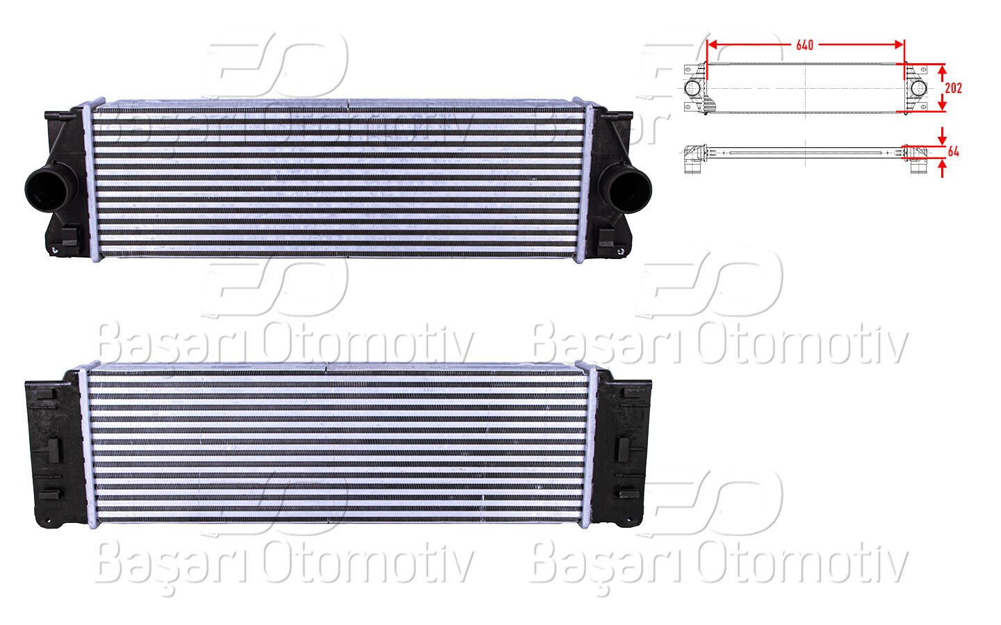 TURBO RADYATORU (INTERCOOLER) 640X202X64 | VW CRAFTER SPRINTER 2.5TDI 06> | WISCO