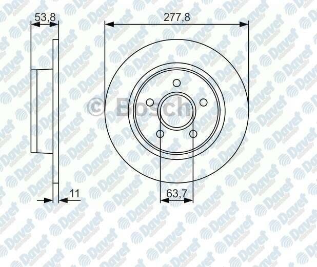 FREN DISKI ARKA 278mm CONNECT TOURNEO 1.8TDCI 1.8I 02-> ESKI NO: 0986479070