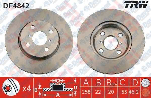 ON FREN DISKI AYNASI HAVALI YARIS 1.33 VVTI 10 > YARIS 1.4 D4D 05 > 258X4