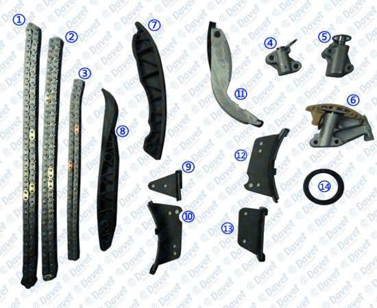 EKSANTRIK ZINCIR KITI SETI 14 PARCA HYUNDAI STAREX SORENTO 2.5 CRDI 140/170 HP ####
