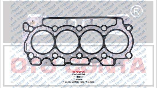 SILINDIR KAPAK CONTA MLS 1.40MM 4 DELIK P107 P206 P307 BIPPER NEMO FIESTA FUSION 1.4HDI DV4
