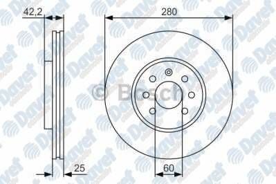 FREN DISKI ON HAVALI 280MM 4 BIJON ASTRA F CLASSIC 03-05 ASTRA H 04-> COMBO 01-> MERIVA 03-10 E.NO:0986479077