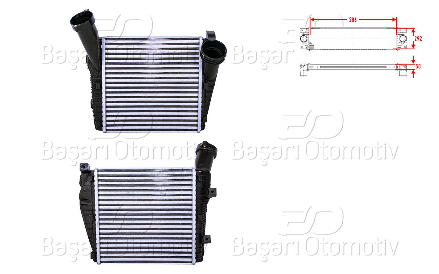 TURBO RADYATORU (INTERCOOLER) 286X292X50 | VW TOUAREG Q7 3.0TDI BUG 04 > | WISCO