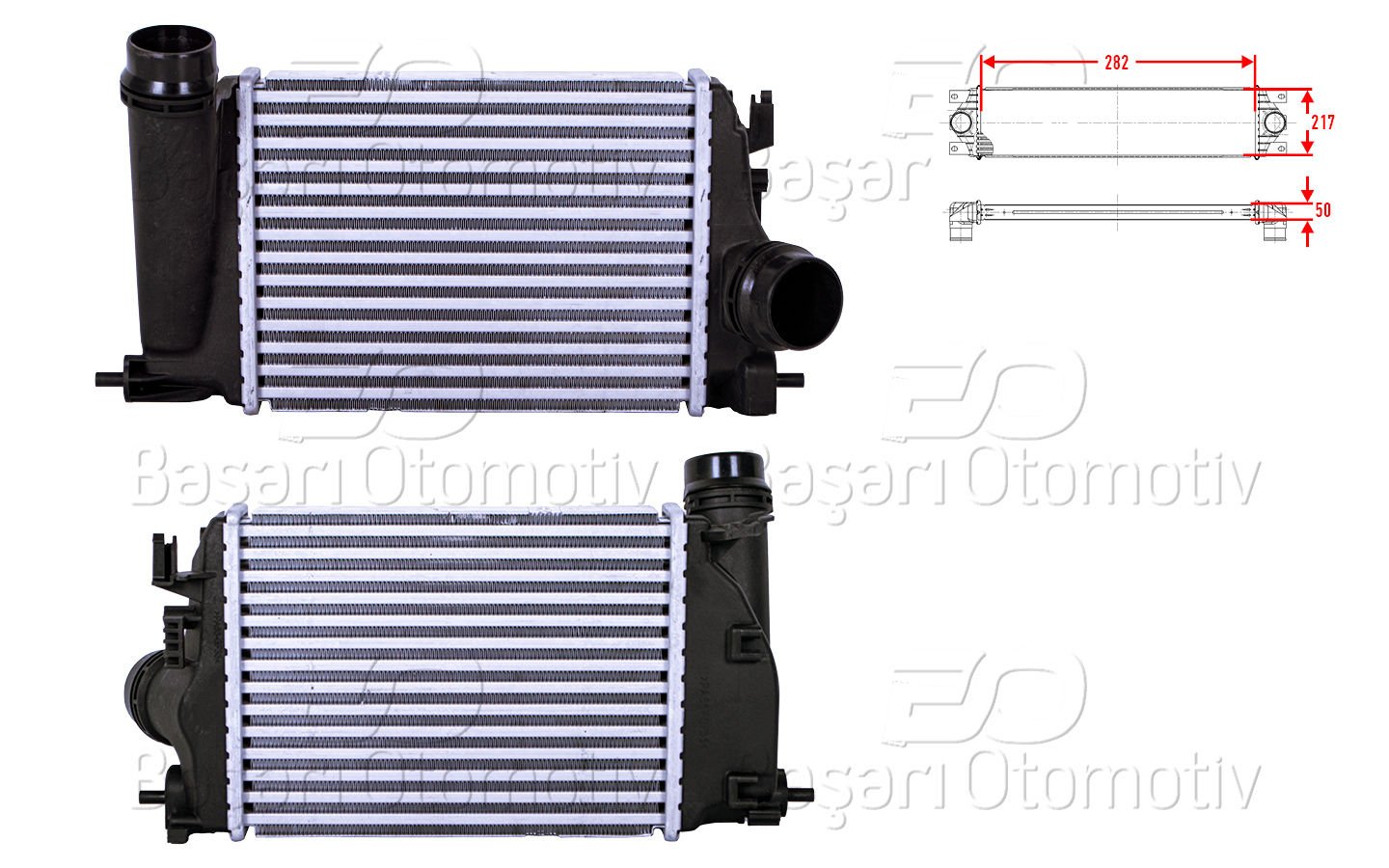 TURBO RADYATORU (INTERCOOLER) 282X217X50 | RENAULT MEGANE 4 SEDAN HB (B9A/M/N_) 1.2 Tce 15> GRAND SCENIC 4 (R9_) 1.2 Tce 16> | WISCO