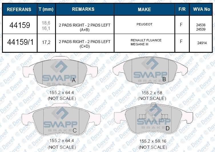 FREN BALATASI ON C4 PICASSO-C4 II DS4-1.6HDI 110-1.8 16V 10-06 - PARTNER TEPE-BERLINGO III-P5008-DS5 WVA 24538