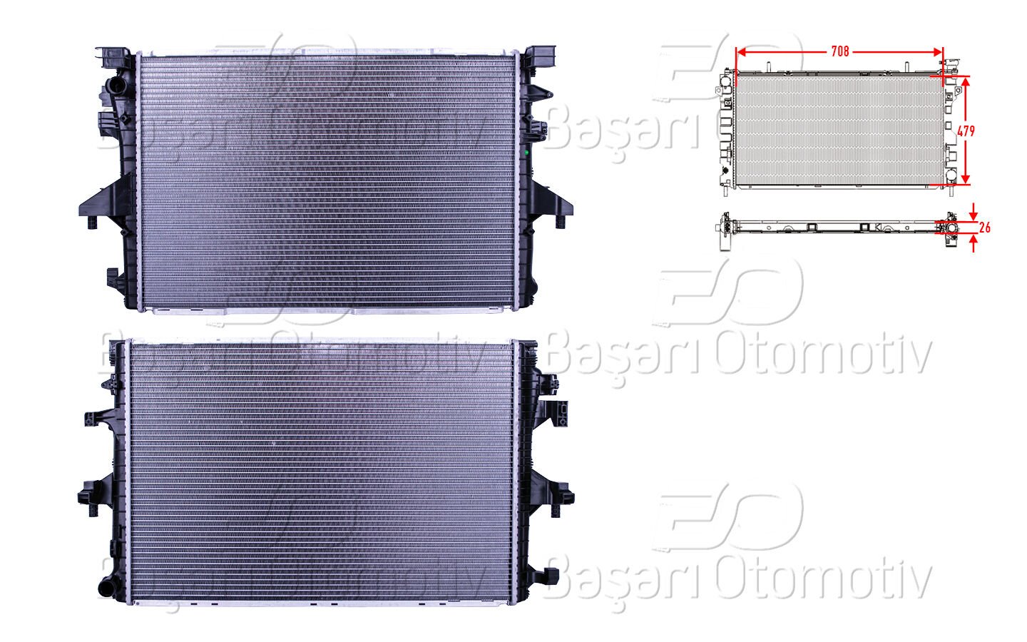 SU RADYATORU BRAZING MT-AT 708X479X26 MM | VW T6 2.0TDI | WISCO