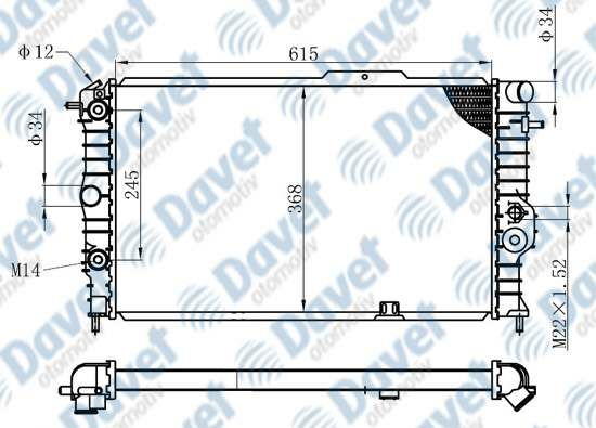 MOTOR SU RADYATORU BRAZING VECTRA A 90-95 CALIBRA A 94-97 KLIMALI OTOMATIK SANZUMAN 615X368X26