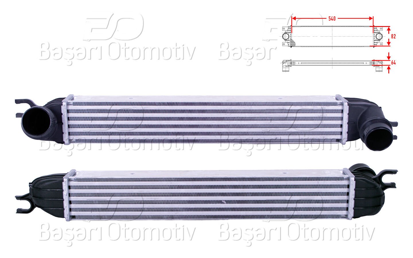 TURBO RADYATORU (INTERCOOLER) 540X82X64 | MINI COOPER (R56) 10-13 CLUBMAN (R55) 10-14 COUNTRYMAN (R60) 10-16 | WISCO