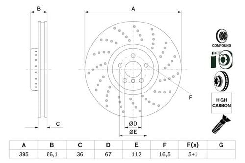 FREN DİSKİ (ÖN) - BMW G30/G32/G11/G14/G15/X5 G05/X6 G06 ; 34106887658 ; 34116878046