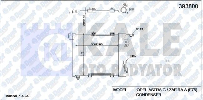 KLIMA RADYATORU ASTRA G-ZAFIRA 98-02 1.7DTI-1.7CDTI-2.0DI-2.0DTI-2.2DTI AL/AL 425X400X18 KURUTUCU ILE ####