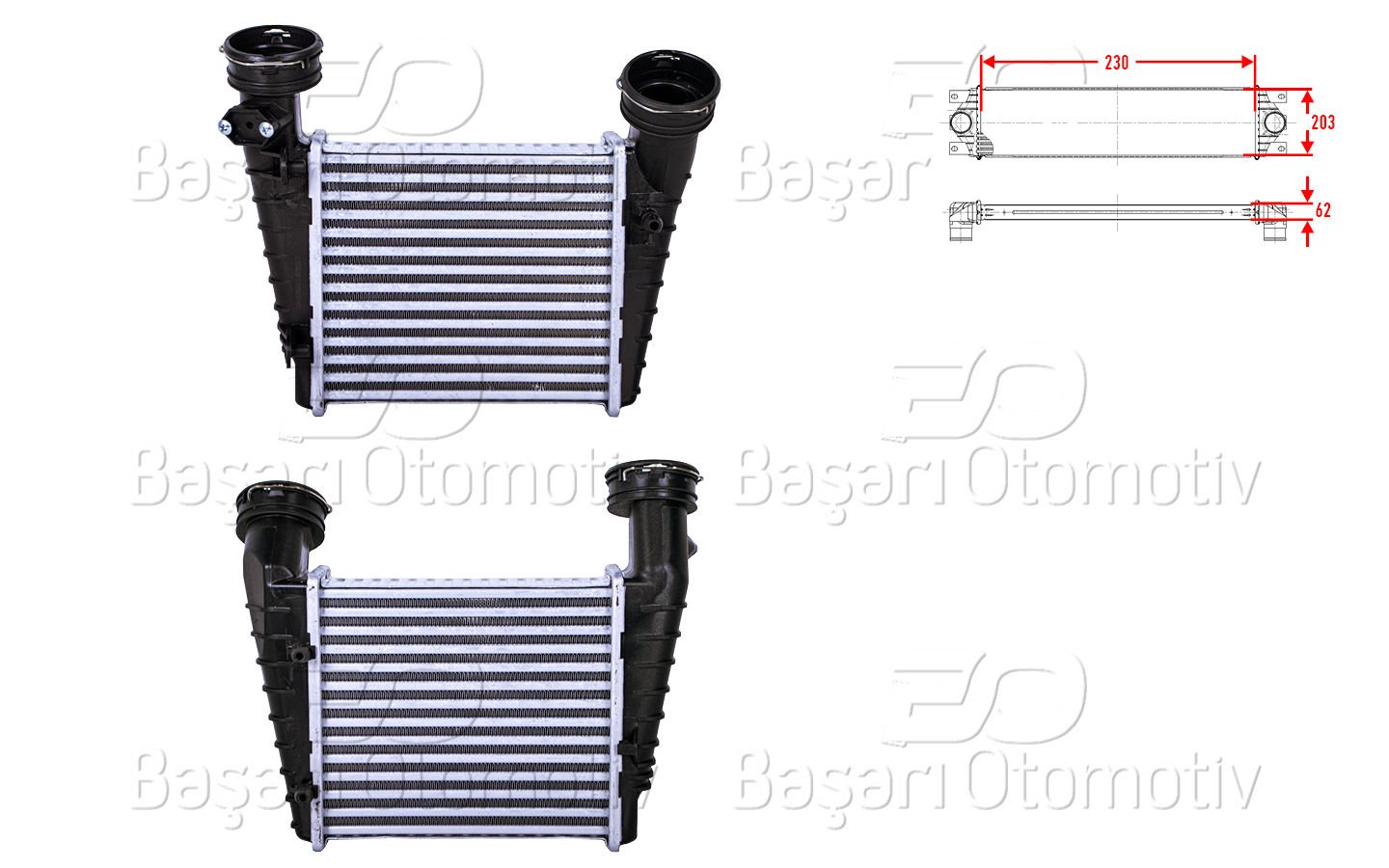 TURBO RADYATORU (INTERCOOLER) 230X203X62 | VW PASSAT B5 1.8 T 00-05 | WISCO