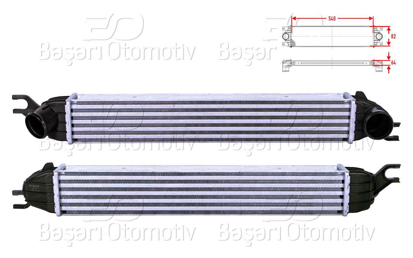 TURBO RADYATORU (INTERCOOLER) 540X82X64 | MINI COOPER S R56 COOPER S JCW COOPER S CLUBMAN R55 COOPER S CONVERTIBLE R57 COOPER S COUPE R58 06 > | WISCO