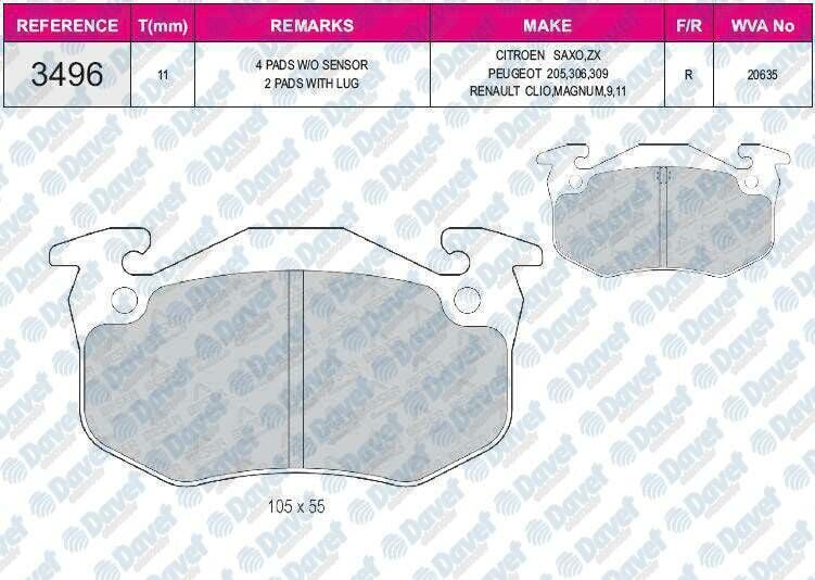 FREN BALATASI ARKA FISSIZ WVA 20635 CLIO I-II 90-98 MEGANE I 96-03 P106 II 96-> P205 83-98 P206 98-> P306 93-02 P309 I-II 85-93 SAXO 96-04 XSARA 97-05