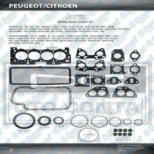 MOTOR TAKIM CONTA VITON KECELI P106 P206 C3 XSARA KFX-KFVTU3JP