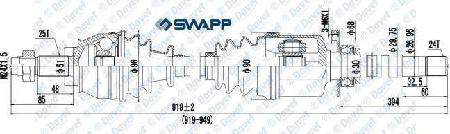 ON AKS SAG BIPPER - NEMO 1.3 HDI - FIORINO 1.3 MULTIJET EURO5 MOTOR 13> MANUEL VITES DIS FREZE:25 IC FREZE:24 CONTA CAPI:51 BOY:919 mm
