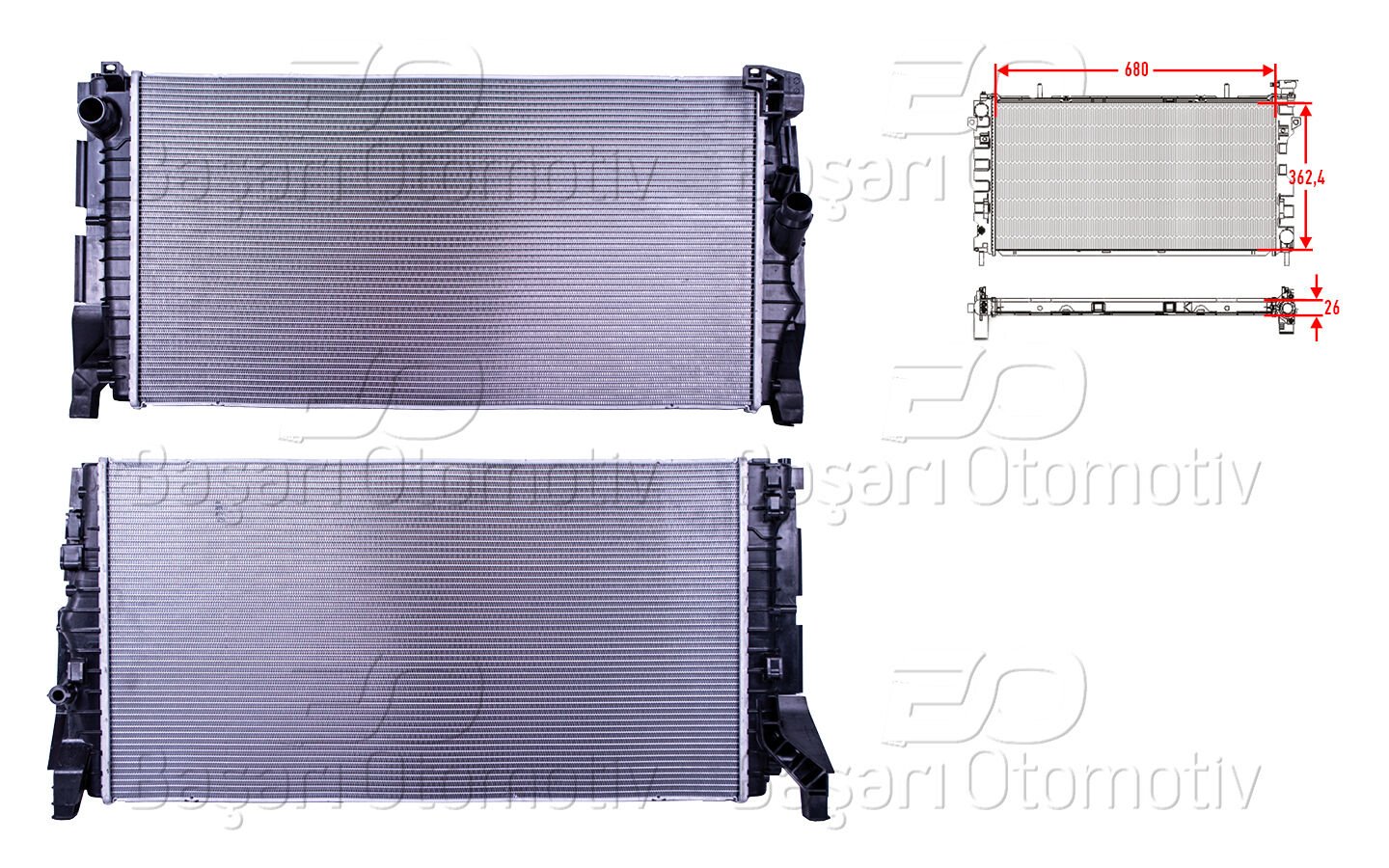 SU RADYATORU BRAZING MT 680X362,4X26 | MINI COOPER (F55-F56-57) 1.5-2.0 13> / CLUBMAN (F54) 2.0 14> | WISCO