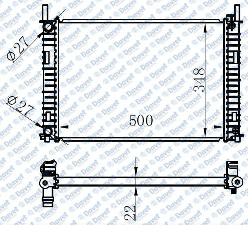 MOTOR SU RADYATORU FIESTA DIZEL 02- BRAZING DUZ VITES 500X348X22