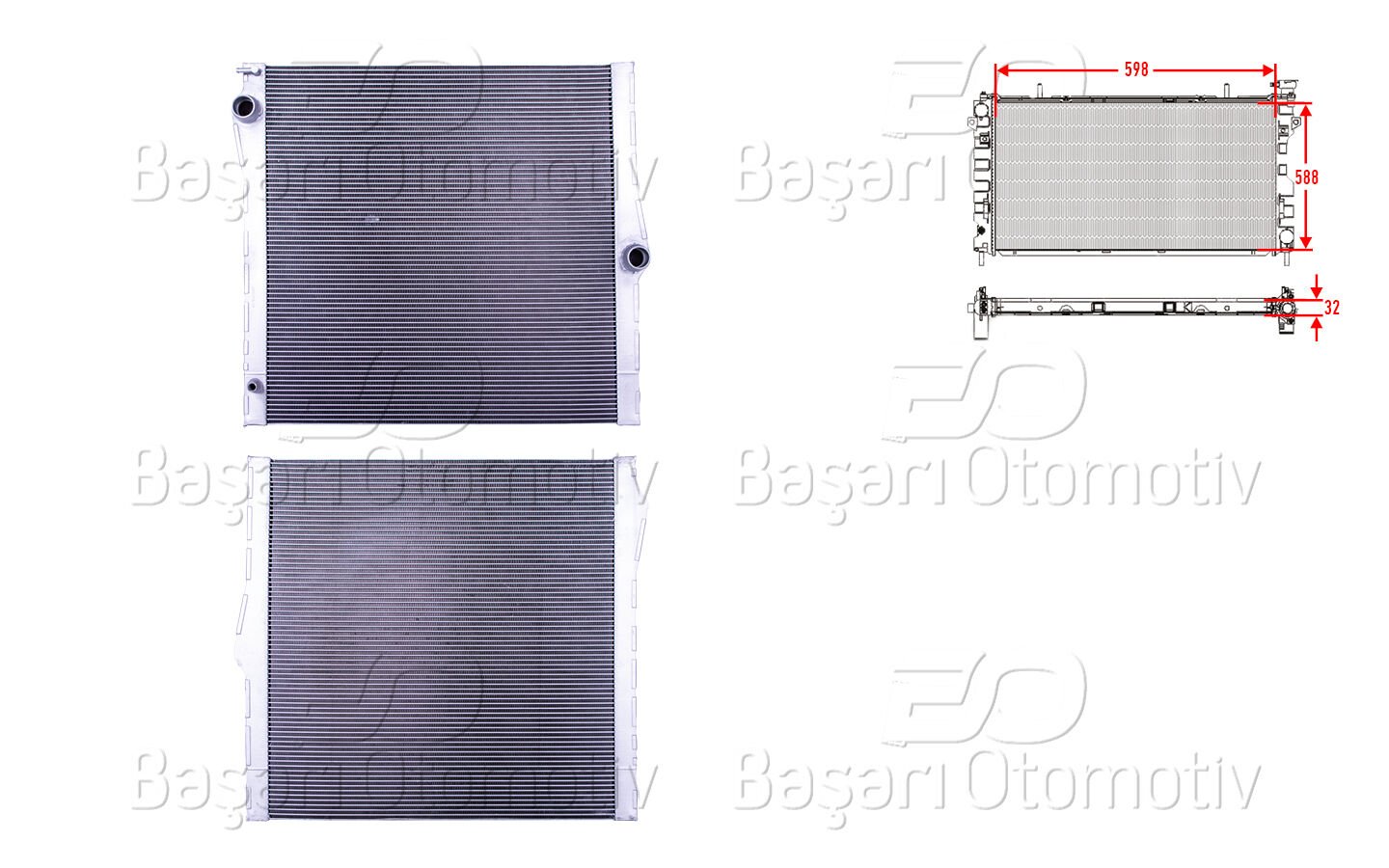 SU RADYATORU BRAZING MT 598X588X32 | BMW X5. X6 E70. E71 3.0SI. 4.8I 06-10 | WISCO