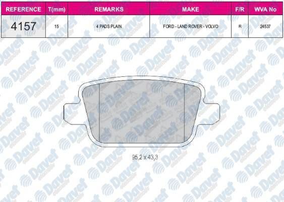 FREN BALATASI ARKA WVA 24537 S-MAX GALAXY MONDEO IV S80 II V70 III 07->