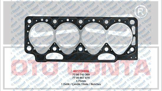 SILINDIR KAPAK CONTA 1.75MM R19 EXPRESS CLIO MEGANE 1.9D F8Q 1 DELIK