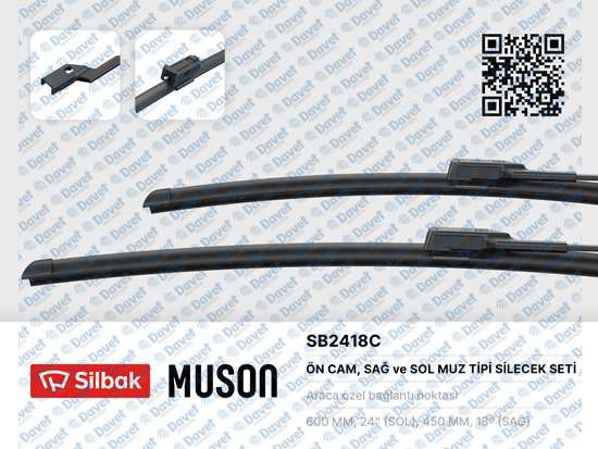 SILECEK SUPURGESI TK 600/450MM MUZ TIPI VW KIA HYUNDAI FIAT SKODA ALFA ROMEO LANCIA CHRYSLER PEUGE