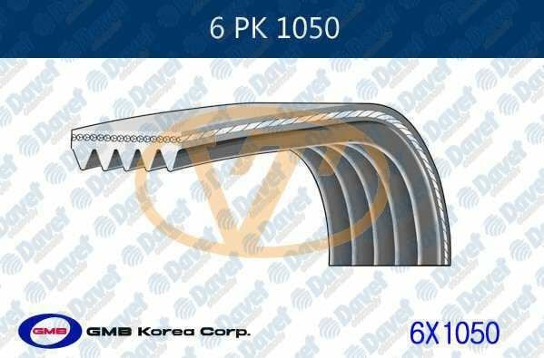 GMB 6PK1050 - KANALLI KAYIS A3-C2-C3-C4-CADDY-DAILY-ASTRA H-VECTRA C-ZAFIRA-P207-P307-ALTEA-LEON-TOLEDO A3-C2-C3-C4-CADDY-DAILY-ASTRA H-VECTRA C-ZAFIRA-P207-P307-ALTEA-LEON-TOLEDO