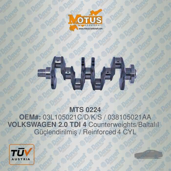 KRANK MILI GUCLENDIRILMIS AMAROK 10>16 CC 12>17 JETTA 11>18 PASSAT 11>15 TIGUAN 08>18 T6 10>15 A3 09>13 A4 SUPERB 08>15 A5 11>17 A6 09>14 Q3 12>14 Q5 09>17 2.0TDI CCHB CCHA CFCA CSHA CGLD CGLC CMGB CGLE