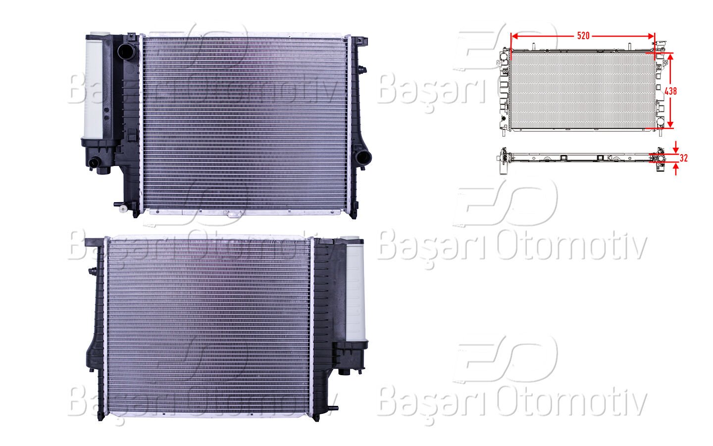SU RADYATORU BRAZING MT-AT 520X438X32 | BMW 5 SERISI E34 M50 5.20I. 5.25I M40. 5.18I | WISCO