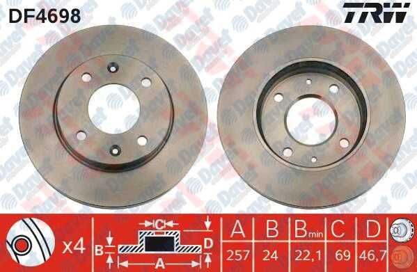 ON FREN DISKI AYNASI 257mm ELANTRA 1.6 - 1.8 00-06 - MATRIX 1.5 CRDI 1.6-1.8 01>