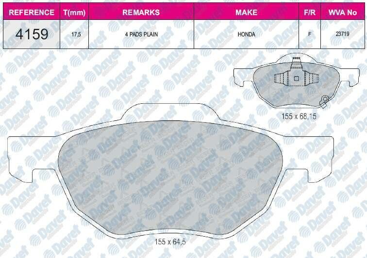 FREN BALATASI ON WVA 23719 HONDA ACCORD VII 2.0 2.2 2.4 2003->