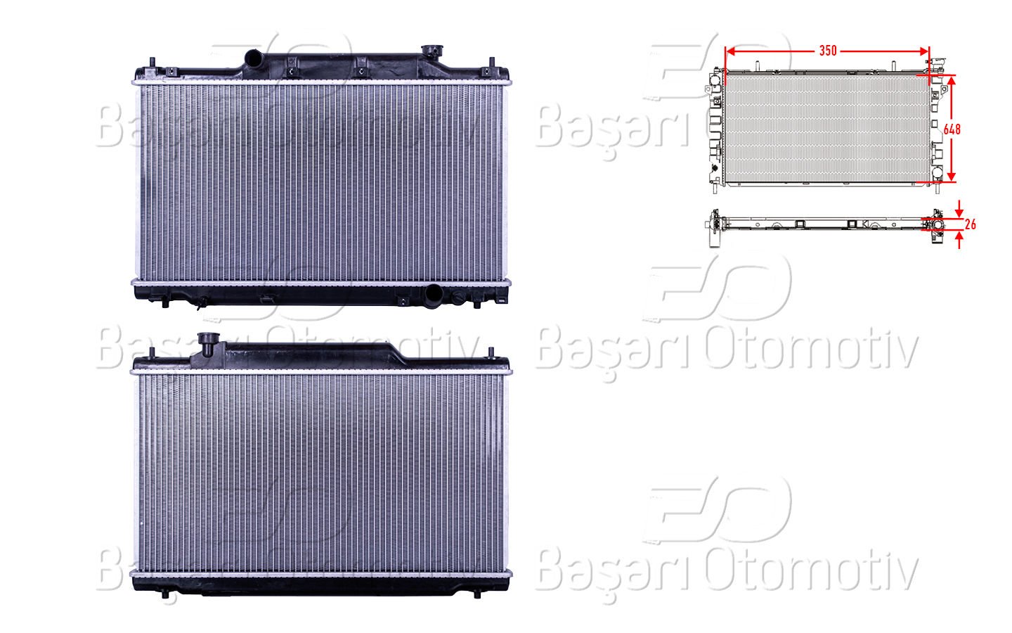 SU RADYATORU BRAZING MT 350X648X26 | HONDA CIVIC 7 (EU) 2.0i-2.0 TYPE R 01-05 | WISCO