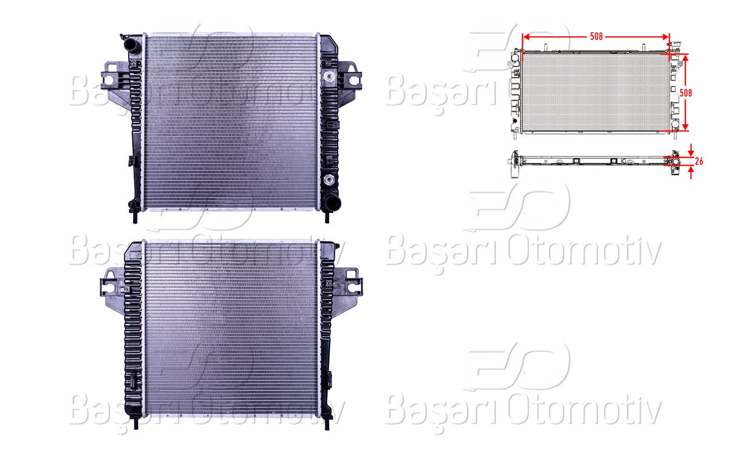 SU RADYATORU BRAZING AT 508X508X26 | JEEP CHEROKEE (KJ) 3.7 01-08 | WISCO