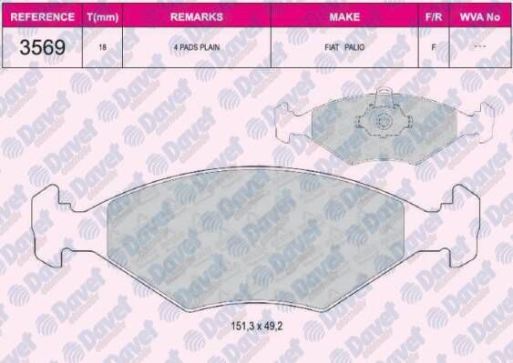 FREN BALATASI ON WVA 21193 FIAT PALIO SIENA 1.4