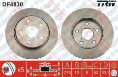 ARKA FREN DISKI AYNASI DUZ TOYOTA AURIS 1.4 D4D 07 - 11 - COROLLA 1.4 D4D 07 - 11 270X5