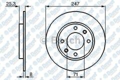 FREN DISKI ARKA 247MM PEUGEOT P106 SAXO 1.6I 1.6I GTI 96-> P206 1.6 98->
