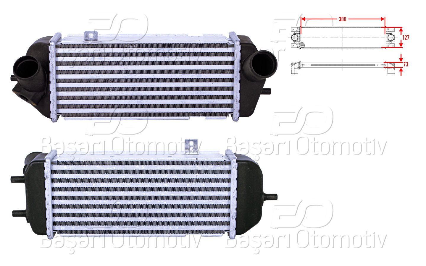 TURBO RADYATORU (INTERCOOLER) 300X127X73 | HYUNDAI i20 (PB, PBT) 1.4 CRDi 08-15 KIA SOUL (AM) 1.6 CRDi 09-14 | WISCO