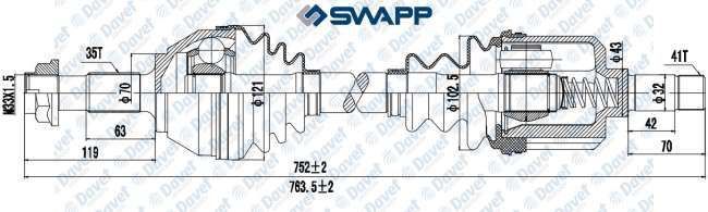 ON AKS SOL BOXER-JUMPER 00>06 - DUCATO 97>06 2.8D-2.8TD-2.8HDI-2.8JTD 18Q 16 JANT   DIS FREZE:35 IC FREZE:41 CONTA CAPI:70 BOY:762 mm