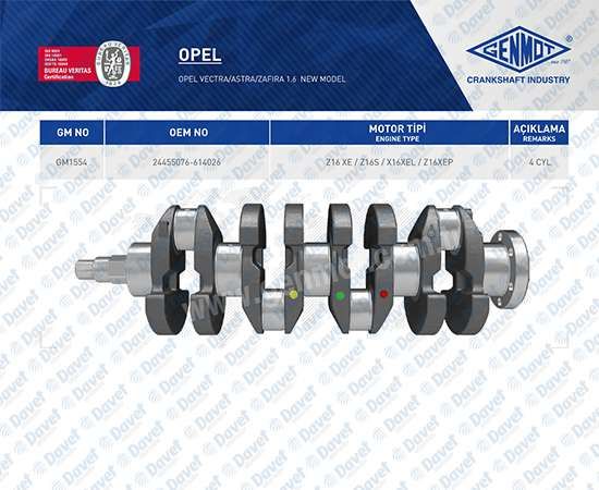 KRANK MILI OPEL VECTRA ASTRA ZAFIRA VECTRA B C 1.6 Z16 OKUYUCU YUVALI