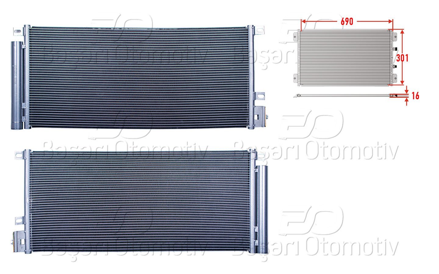 KLIMA RADYATORU 690X301X16 | OPEL MOKKA MOKKA X 1.4 12 > | WISCO