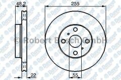 FREN DISKI ON HAVALI 255mm TOYOTA COROLLA AE101 1.3 12V 75HP 93-> 1.6I 16V 114HP 93-99