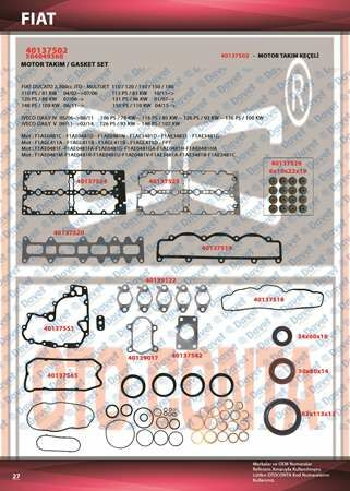 MOTOR TAKIM CONTASI FULL KECELI SKC`SIZ SUBAP LASTIKLI DUCATO 2.3 JTD - MTJ