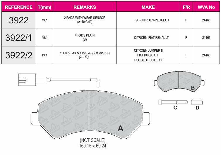 ON FREN BALATASI FIAT PEUGEOT CITROEN DUCATO BOXER JUMPER YM 06> KARSAN JEST WVA 24466 CIFT FISLI AKSESUARSIZ