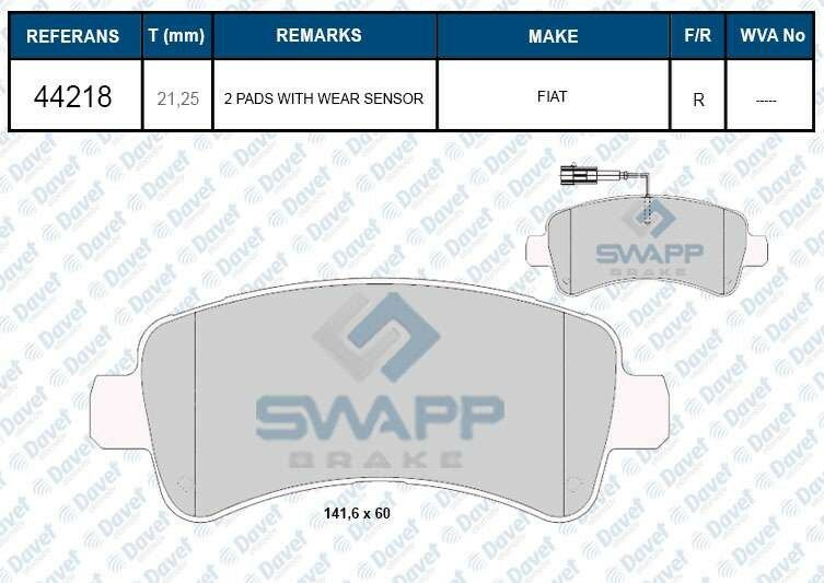 FREN BALATASI ARKA FISLI WVA 24465 DUCATO 14->
